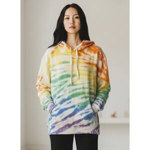 Peloton Tie Dye Hoodie Sweatshirt Rainbow Multicolor Cotton Size Small